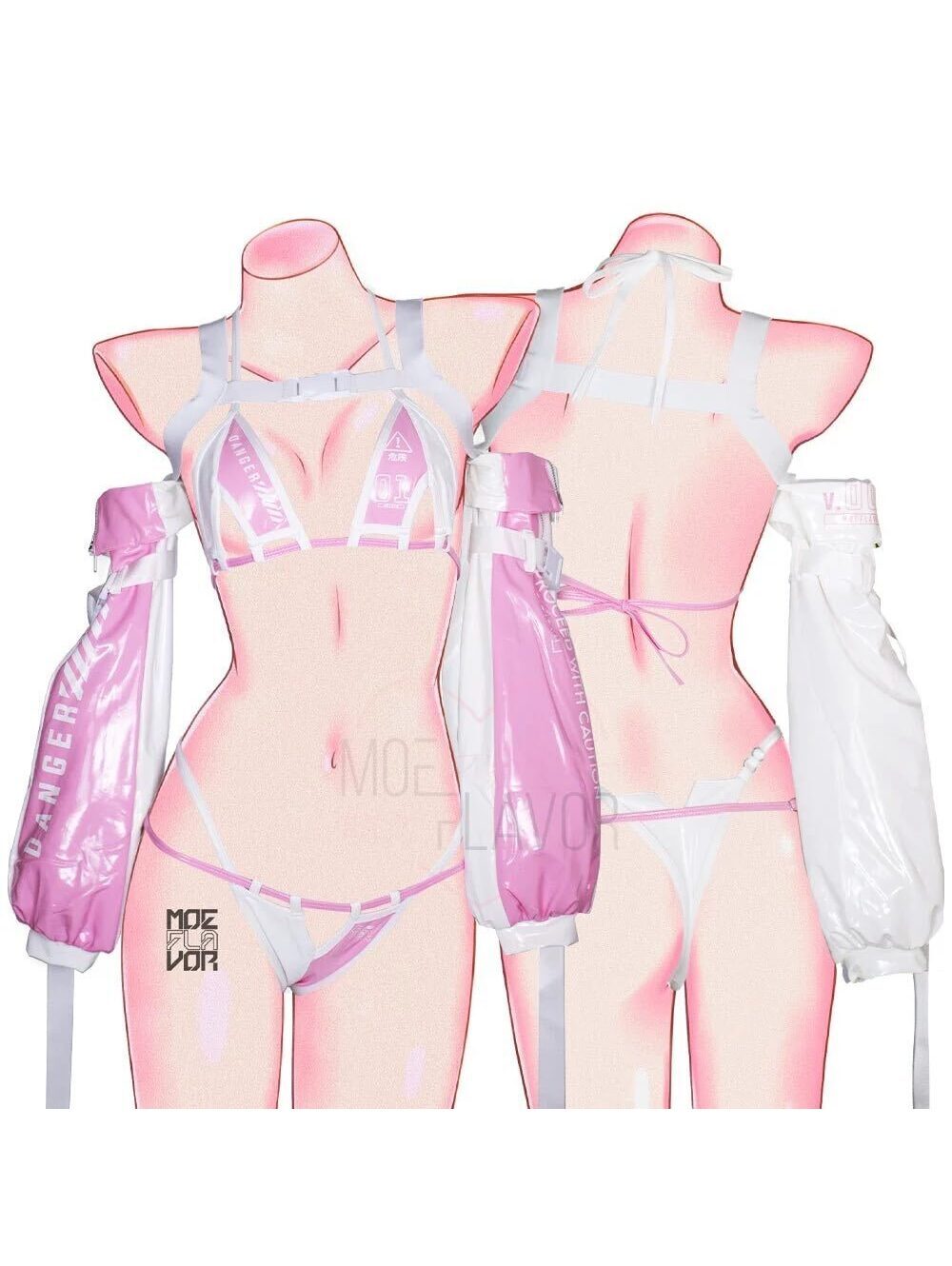 MOEFLAVOR moe flavor DANGER Cyber Cat Bikini with Sleeves Set